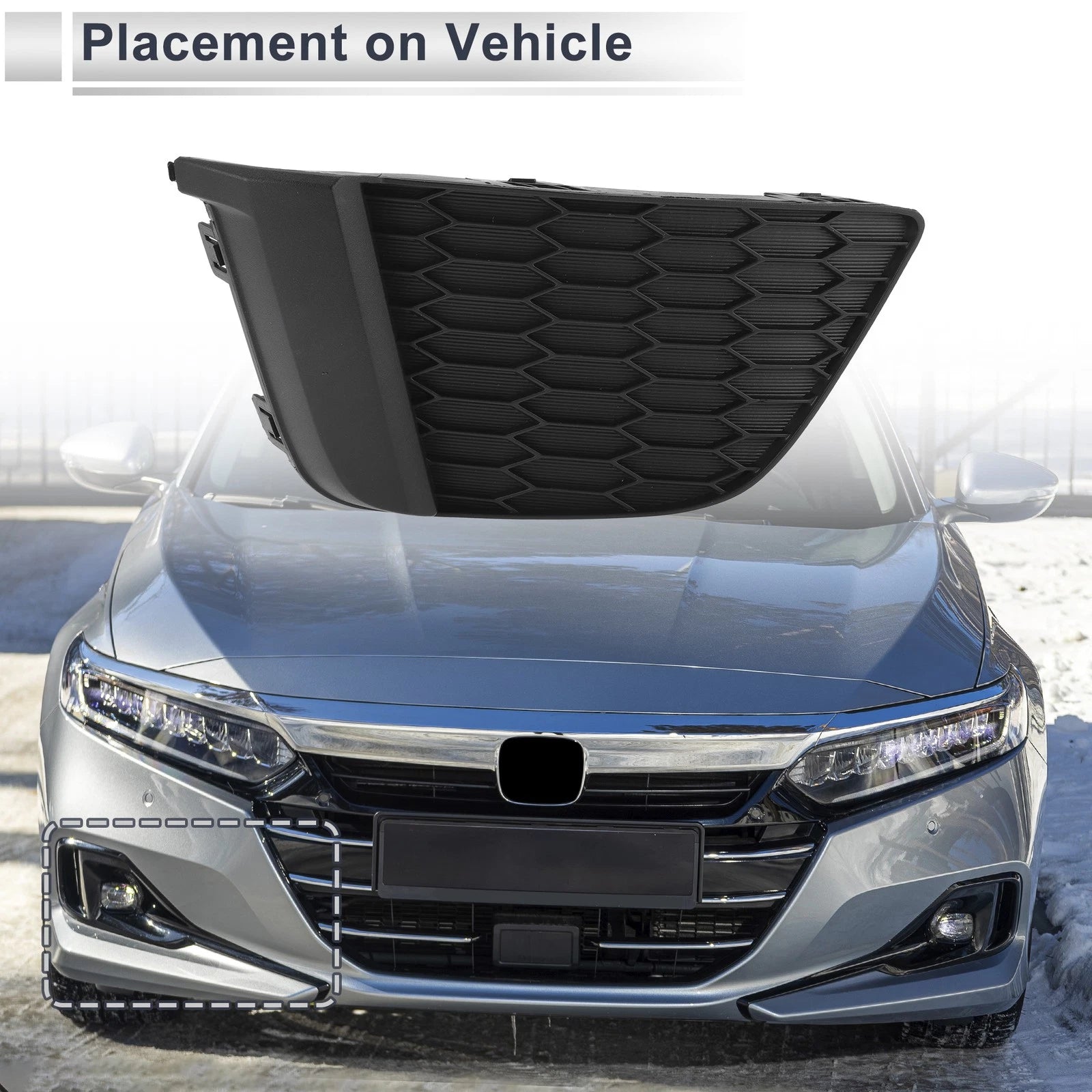 1pc Fog Light Grill for Honda Fit (2015–2017) No. 71103T5RA00 Black