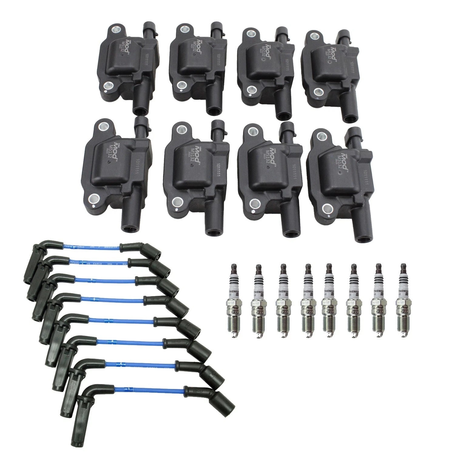 NGK Ignition Coil Wires & 8 Ruthenium Spark Plugs for Corvette Envoy Yukon