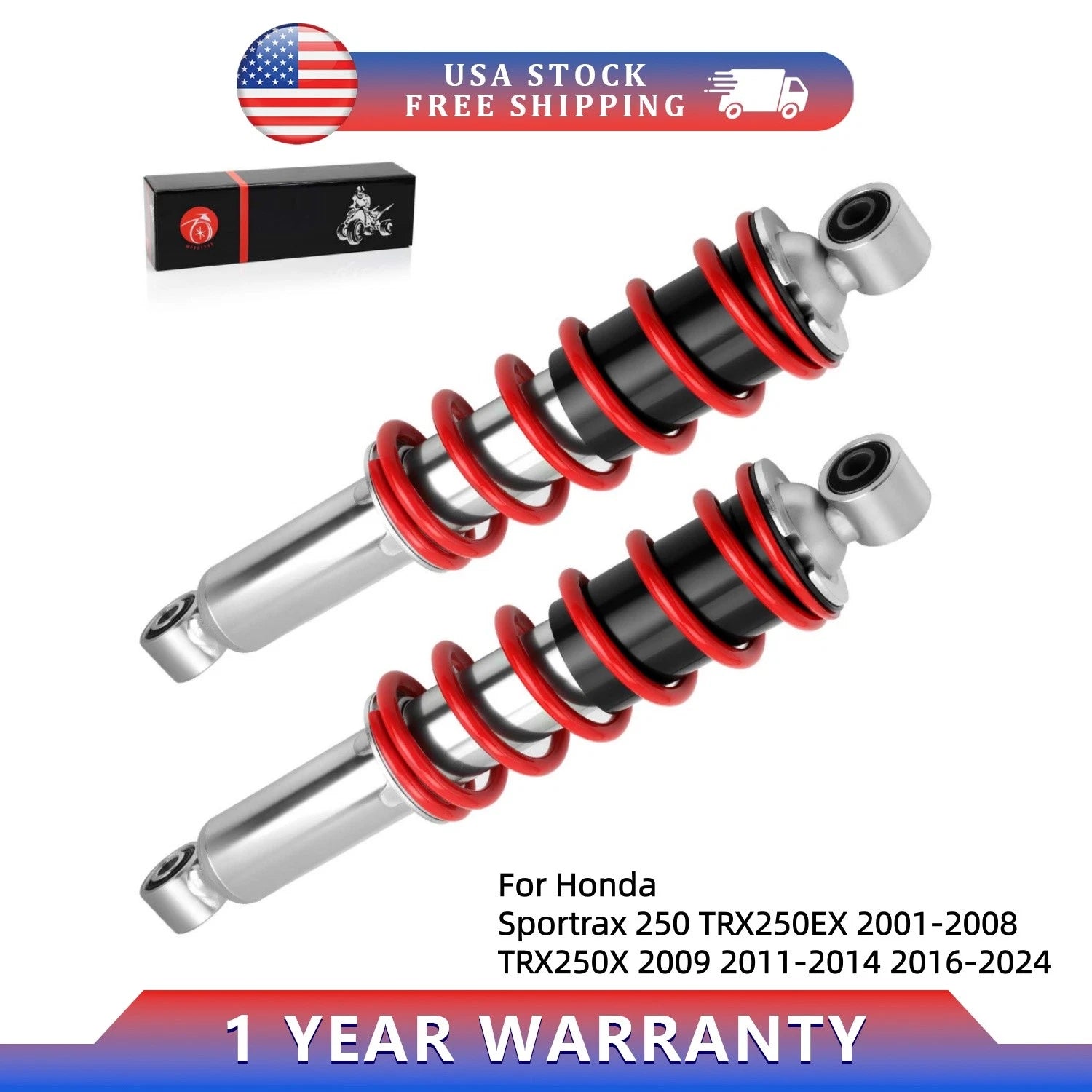 2X Front Shock Absorbers 51400-HN6-A00 for Honda Sportrax TRX250EX TRX250X (2001–2009)