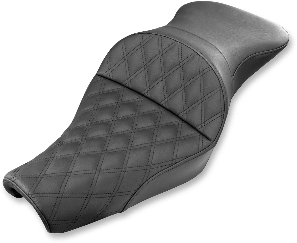 SADDLEMEN Explorer Seat for Harley XL (2004–2020) - Lattice Stitched, 3.3 Gallon