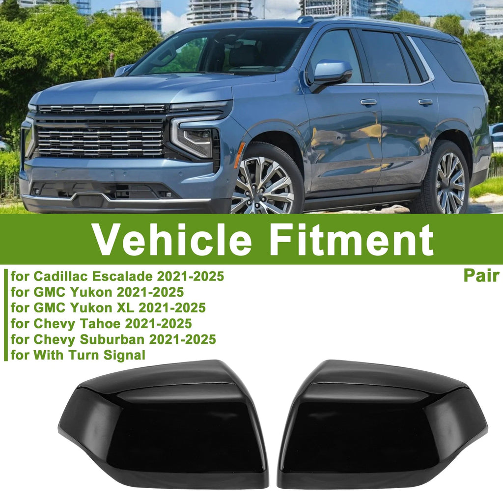 1 Pair Mirror Cover Cap for Cadillac Escalade (2021–2025) Gloss Black