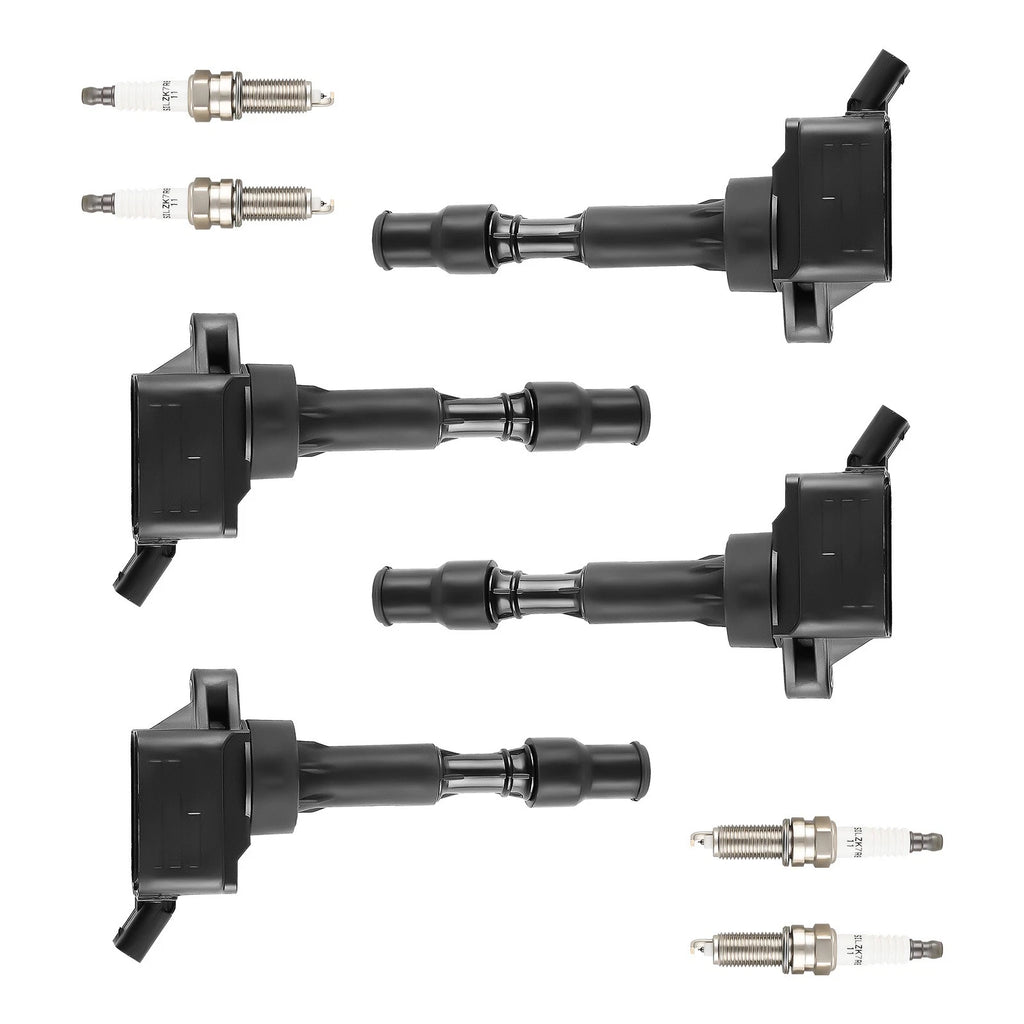 Set of 4 Ignition Coils + 4 Spark Plugs for Hyundai Elantra Kona Sonata (2017–2021)