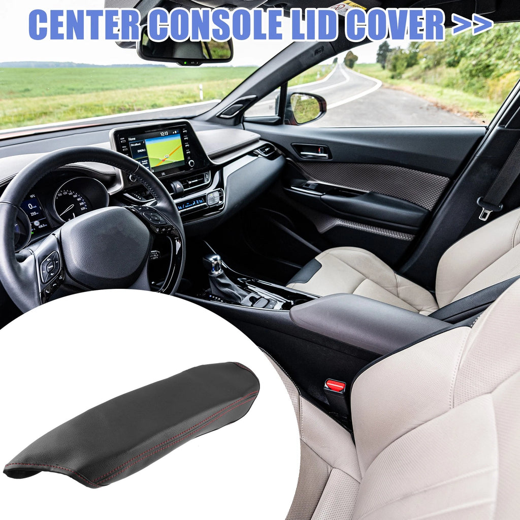 Center Console Armrest Covers for Toyota C-HR (RHD, 2017–2023) Red Line Black