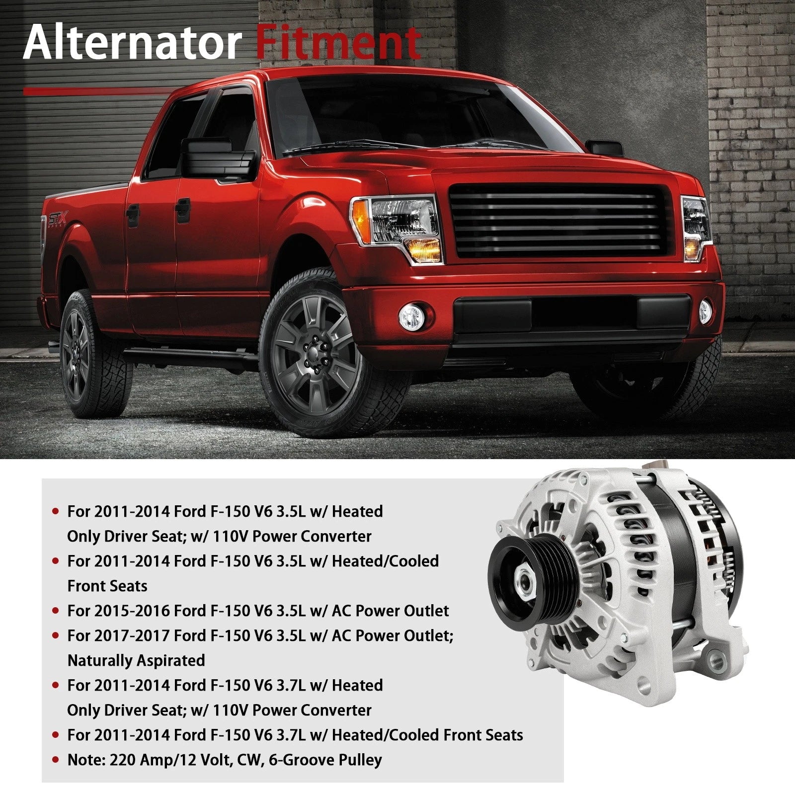 Alternator for Ford F-150 (2011) 220A