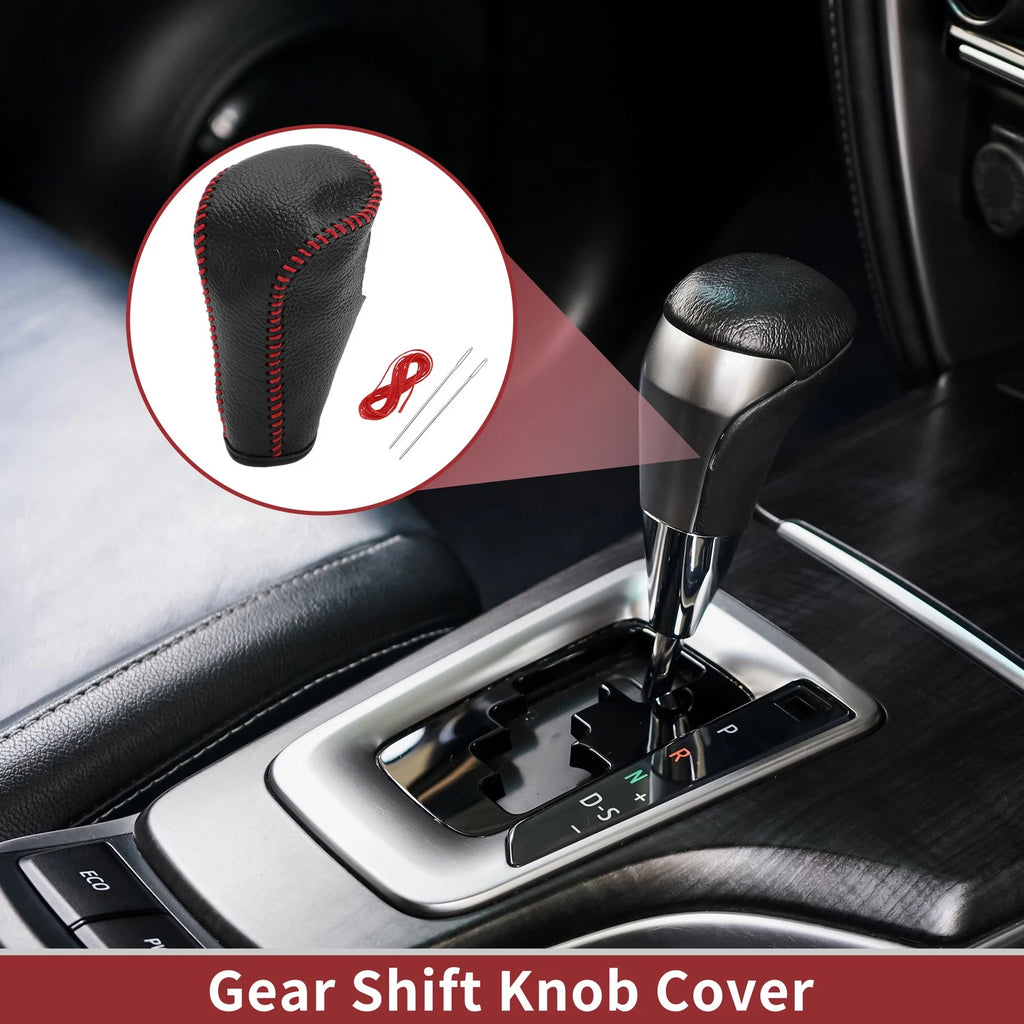 Gear Shift Knob Cover for Honda Accord (2008–2012) Pebbled Black Red Faux Leather