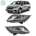 Set of 2 Black Headlight Assemblies for Honda Odyssey (2018–2020)