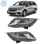 Set of 2 Black Headlight Assemblies for Honda Odyssey (2018–2020)