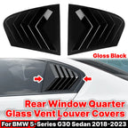2X Gloss Black ABS Rear Window Louver Shutter Covers for BMW 5 Series (2018–2023)
