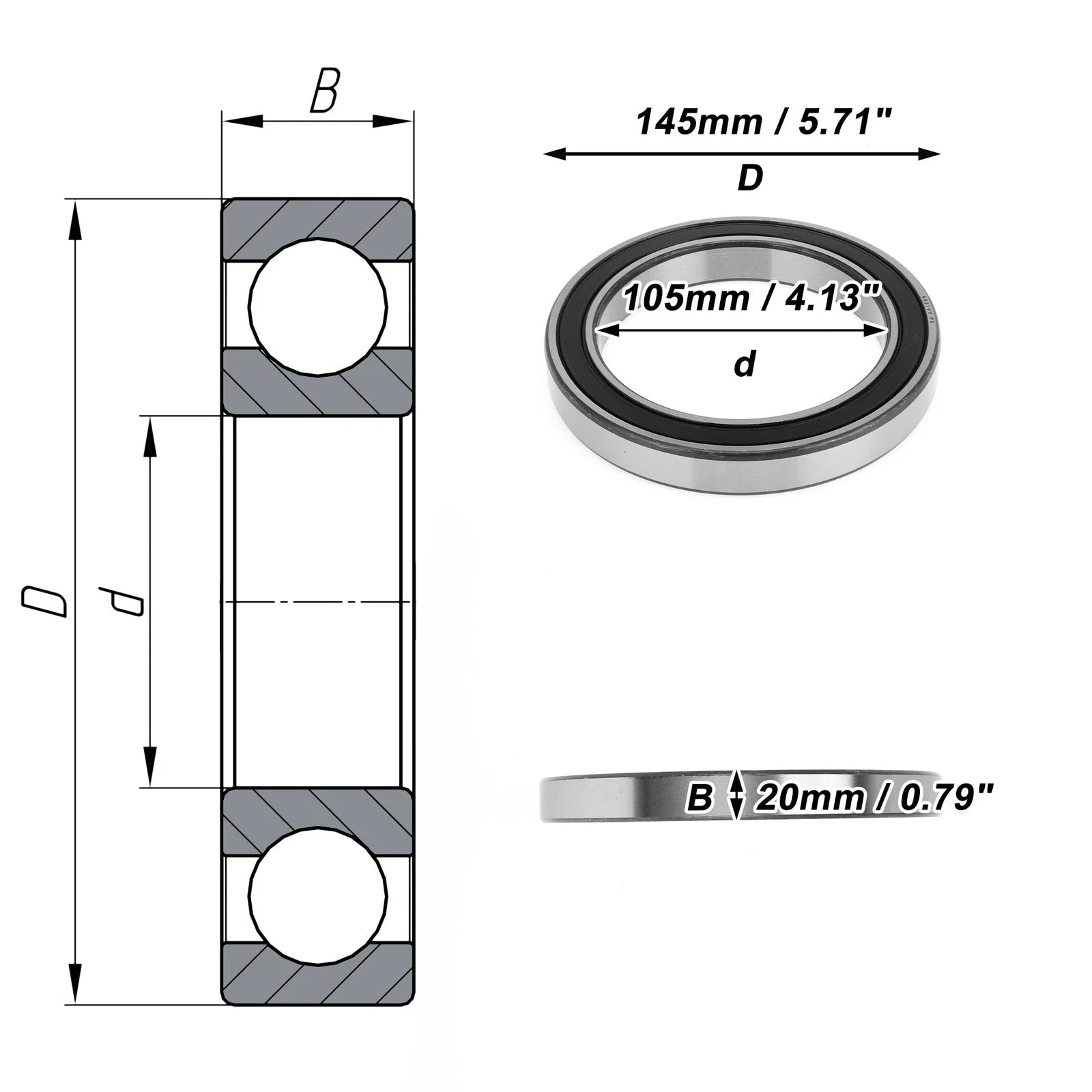 Deep Groove Ball Bearing P5 for Scooter Skateboard Wheel (105x145x20mm)