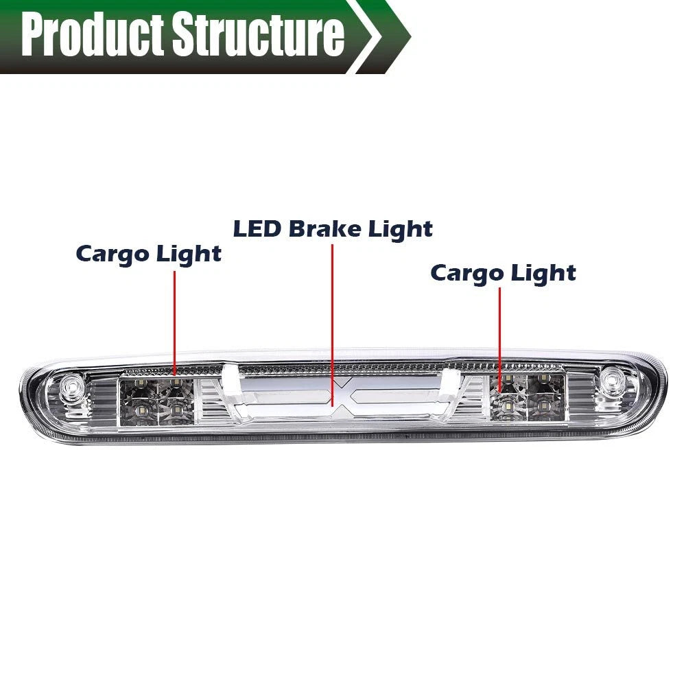 Clear LED 3rd Brake Light for Chevy Silverado GMC Sierra (2007–2014)