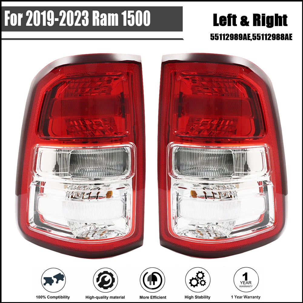 Set of 2 Chrome Tail Light Lamps for Ram 1500 (2019â2023)