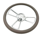 Billet Steering Wheel with Chevy Bowtie Horn for 14 Inch Dark Gray Wrap (—)