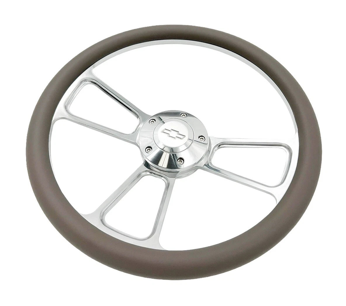 Billet Steering Wheel with Chevy Bowtie Horn for 14 Inch Dark Gray Wrap (—)