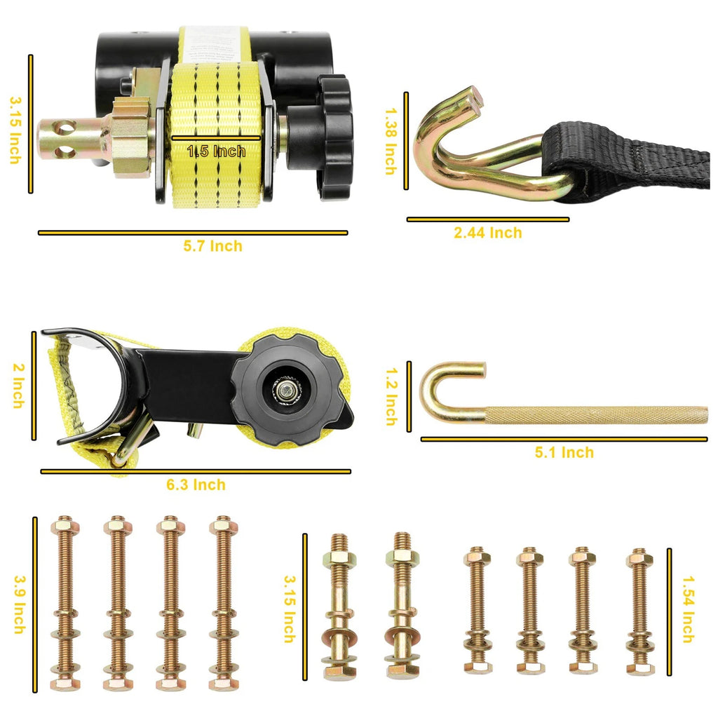 Set of 2 Ladder Rack Ratchet Straps for 2" Round Tube Mount