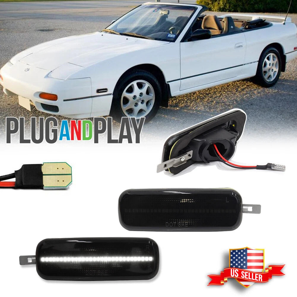 Smoke White LED Front Side Marker Lights for Nissan 240SX S13 (1989–1994)