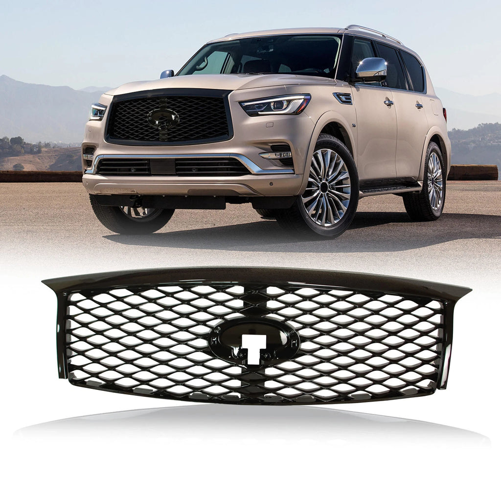 Front Bumper Grille for Infiniti QX80 (2015–2018) with Camera Hole