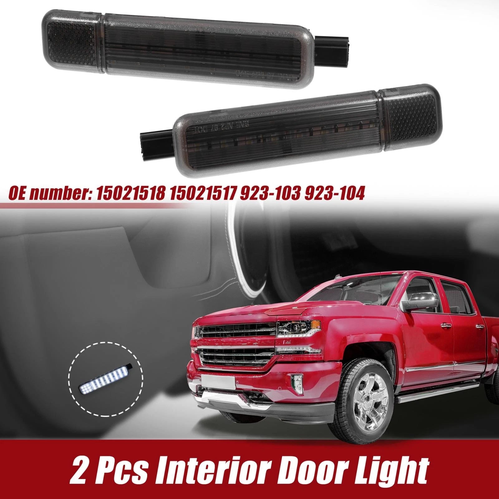 2X Interior Door Panel Courtesy Light 15021518 for Chevy Silverado 1500 (2014–2019)