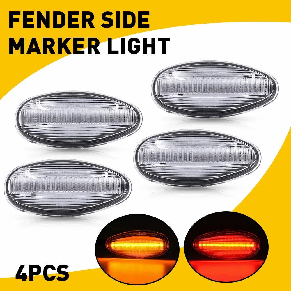 Set of 4 LED Side Marker Lights for GMC Sierra Chevy Silverado (2001–2014)