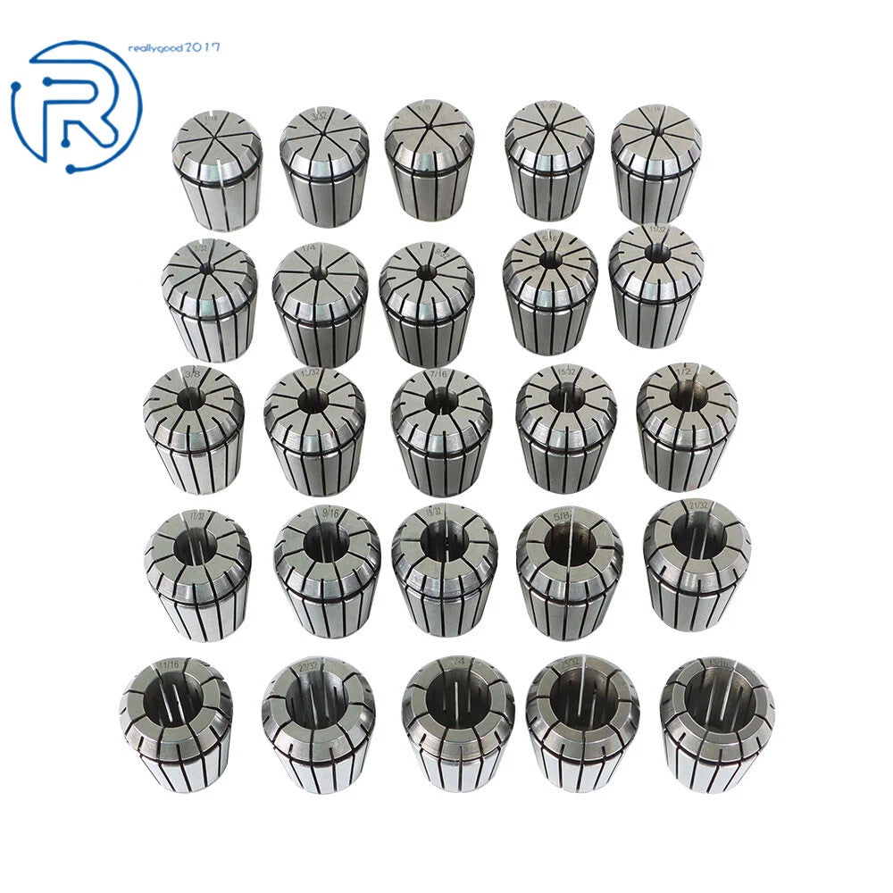 25 Pack ER32 Collet Set for Collet Chuck (1/16" - 3/4")