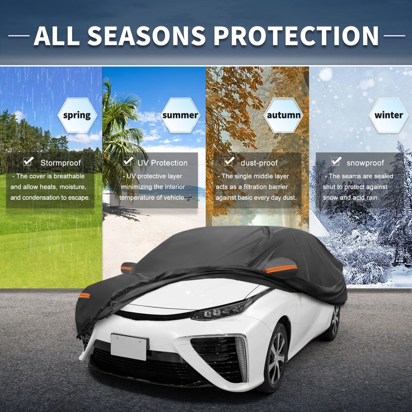 Waterproof Aluminum Film Car Cover for Toyota Mirai Sedan (2016–2023)