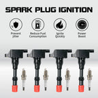 Set of 4 Ignition Coils & 4 Spark Plugs for Honda Civic Hybrid L4 1.3L (2003–2005) UF373