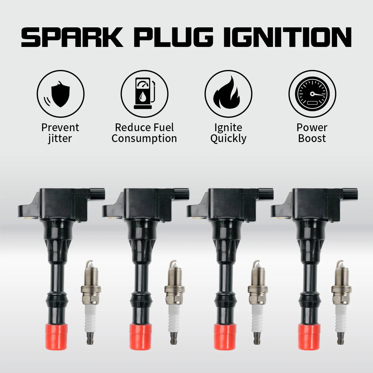 Set of 4 Ignition Coils & 4 Spark Plugs for Honda Civic Hybrid L4 1.3L (2003–2005) UF373