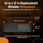 42" x 12" Horizontal Window for RV/Camper/Trailer/Cargo/Food Truck