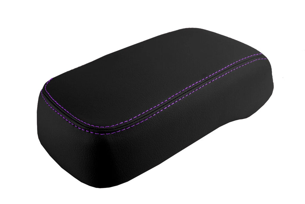 Leather Console Lid Armrest Cover for Hummer H3 (2005–2010) Purple Stitch