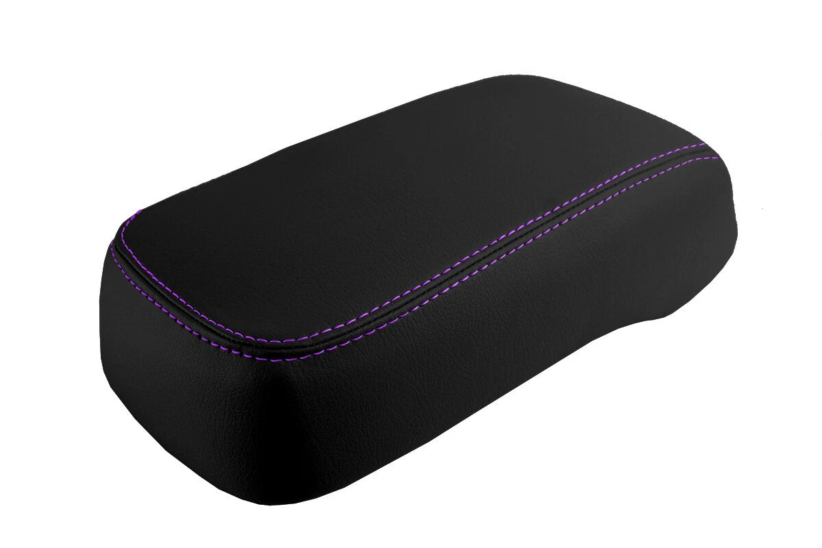 Leather Console Lid Armrest Cover for Hummer H3 (2005–2010) Purple Stitch