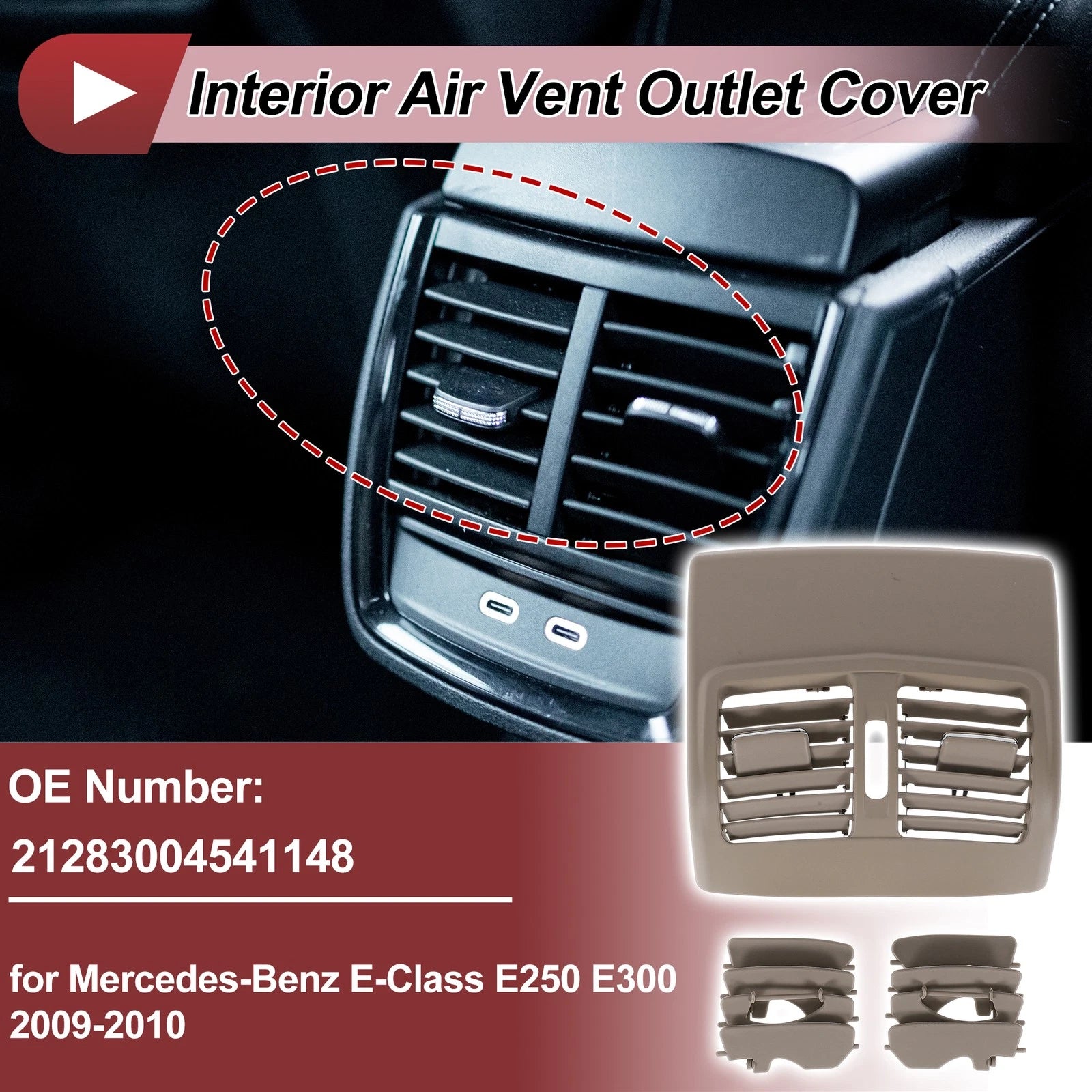 Rear Center Console Air Outlet Vent Grille No. 21283004541148 for Mercedes-Benz 
