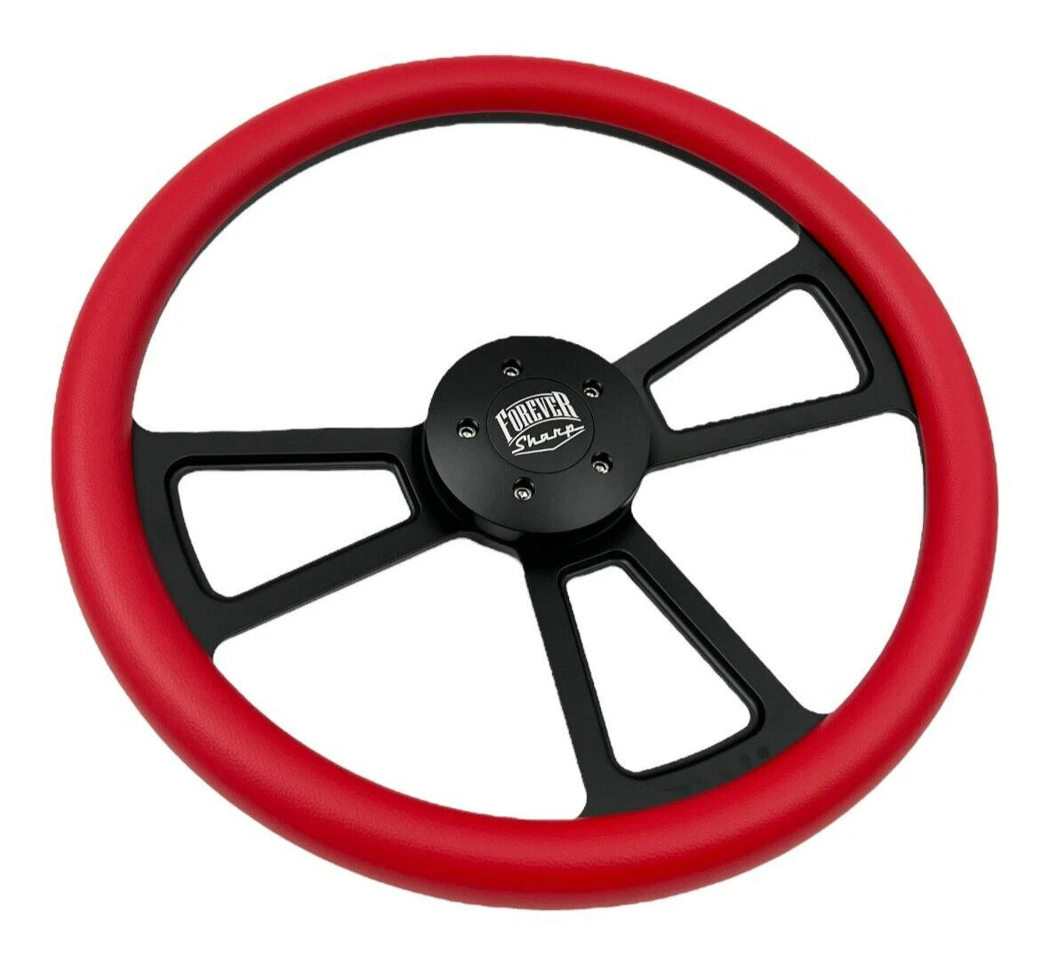 5 Hole Steering Wheel Wrap Black Red for Peterbilt Kenworth Freightliner (18")