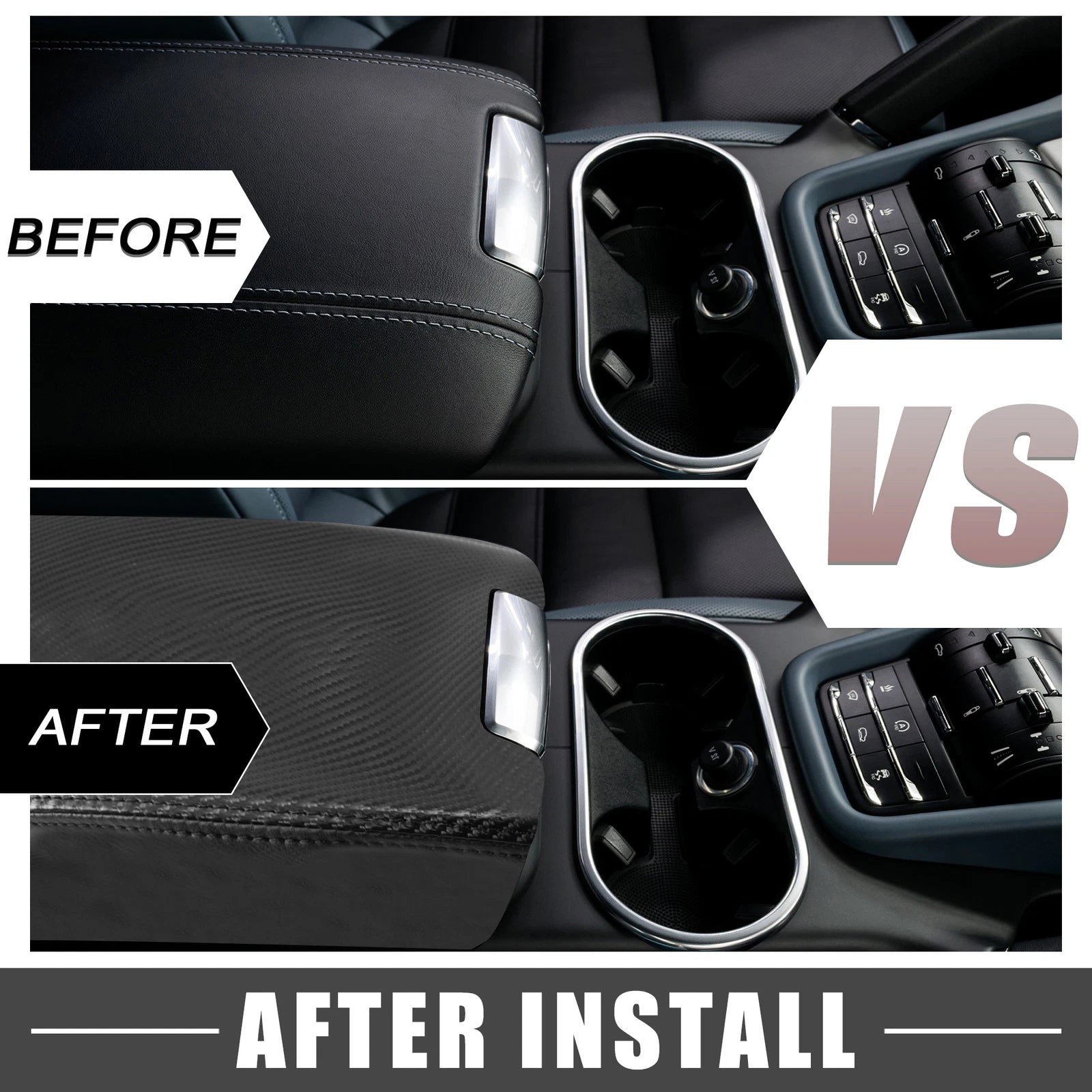 Center Console Armrest Box Cover for Ford F150 (2015–2023) Carbon Fiber