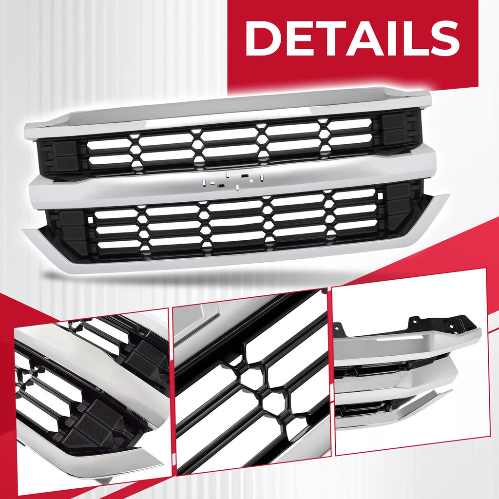 Chrome Front Upper Grille for Chevrolet Silverado 1500 (2016-2019)