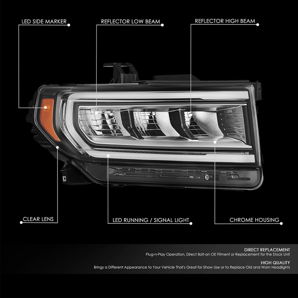 LED Headlight Assembly for GMC Acadia (2020–2023) - Right, Black, Amber