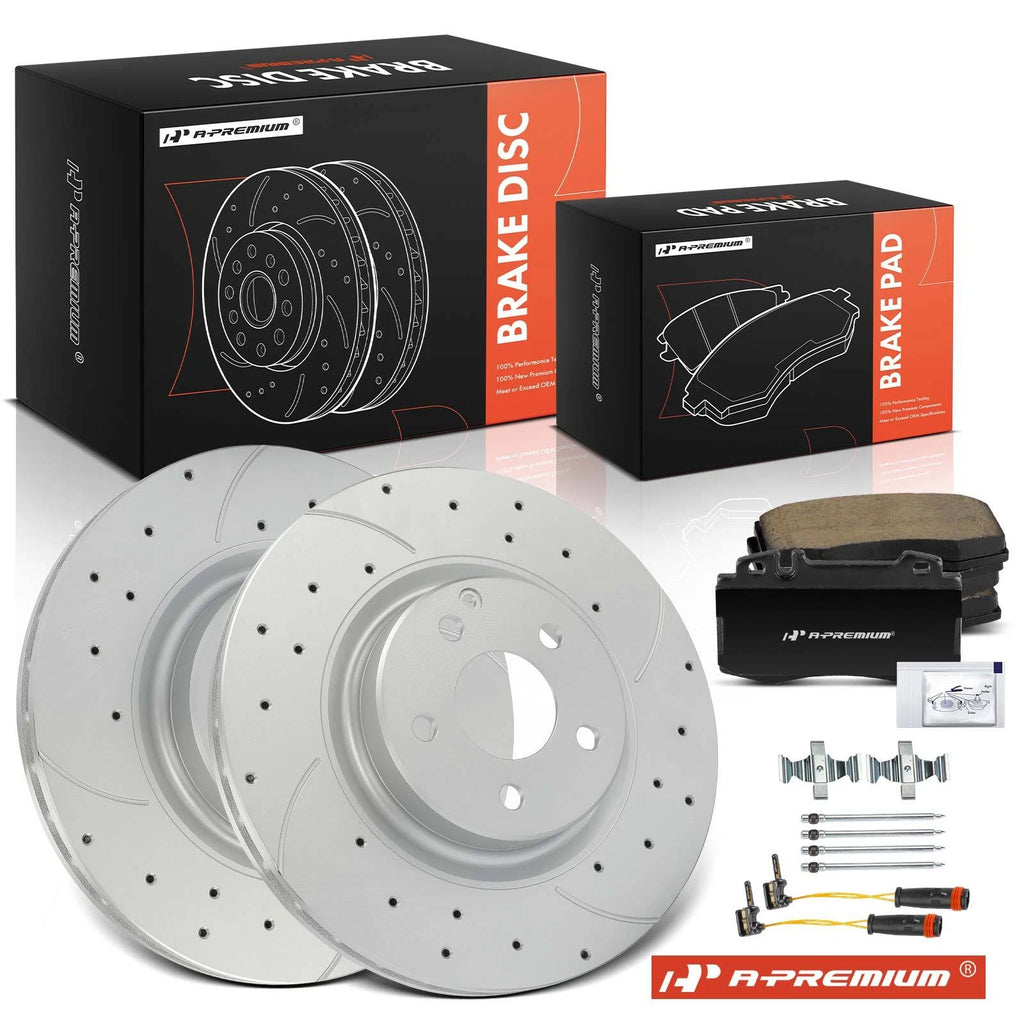 Front Drilled Brake Rotor & Ceramic Brake Pad for Mercedes-Benz E550 (2007–2009)