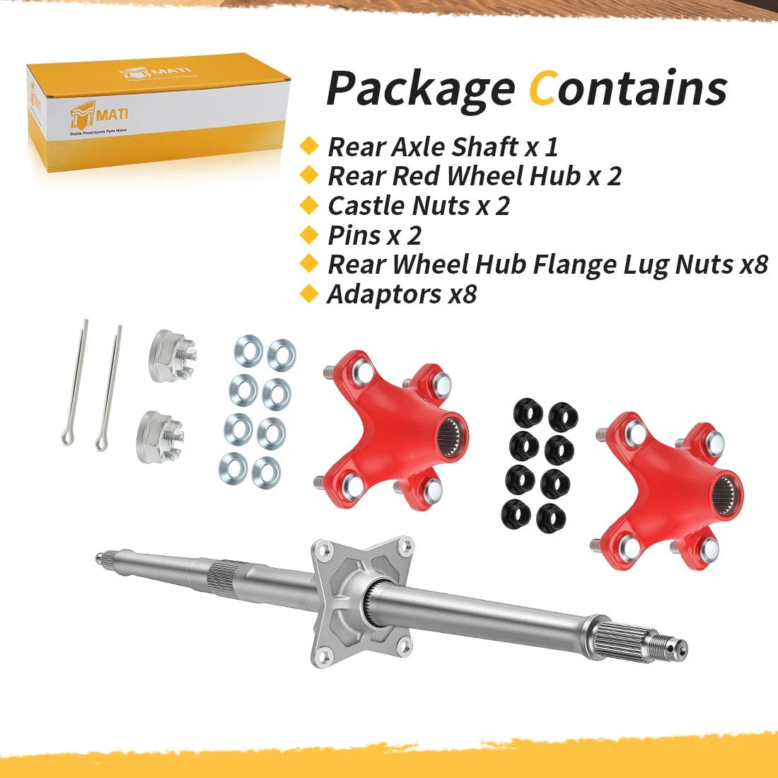 Rear Axle Shaft w/Red Wheel Hubs for Honda TRX400X TRX400EX (2004–2009) 42310-HP1-000