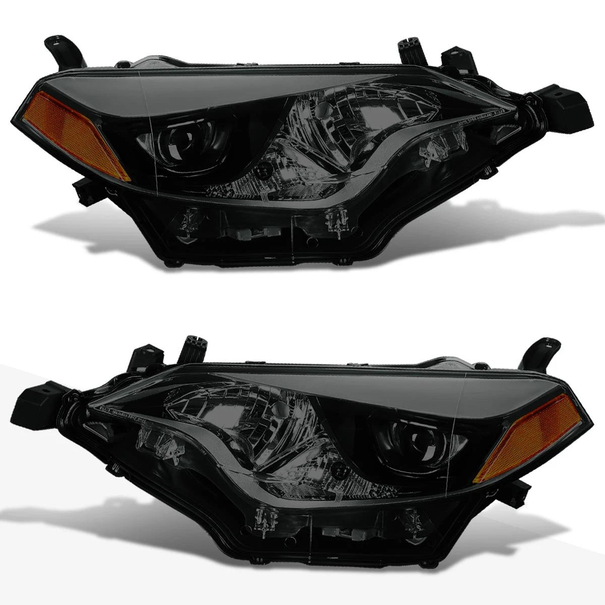 Projector Headlight Set for Toyota Corolla (2014–2016) Smoked Lens Amber Corner
