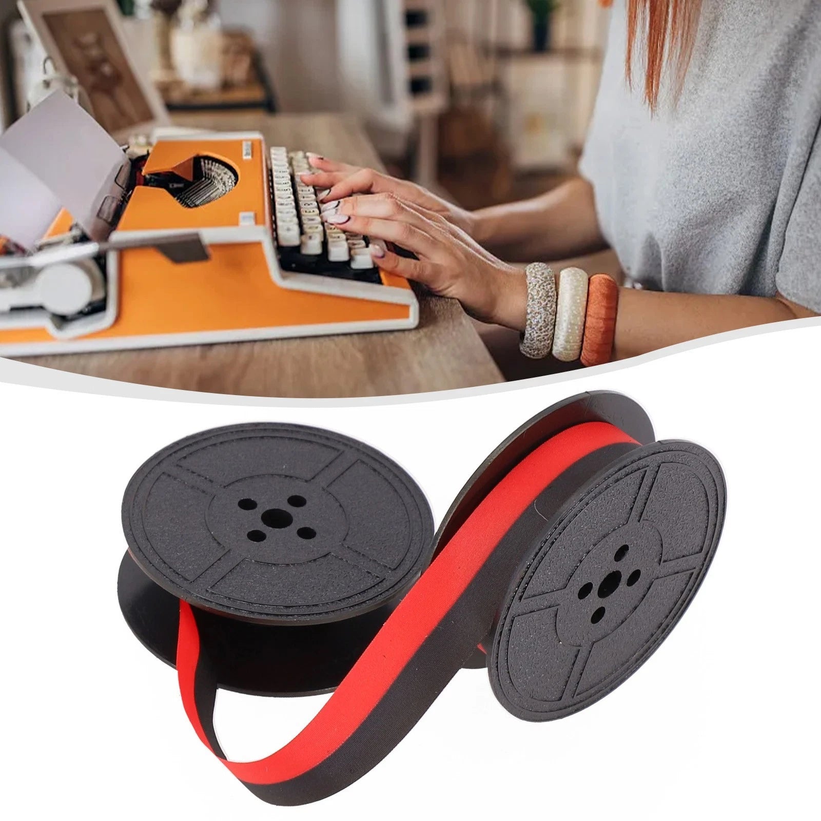 Set of 2 Portable Typewriter Ribbons Red & Black Ink Wear Resistant Nylon