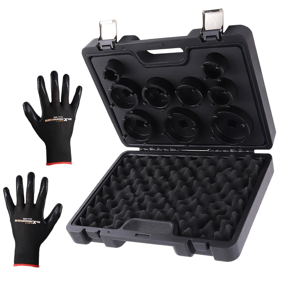9PCS 1/2" 3/4" DRIVE GROOVED LOCK NUTS SOCKET SET WITH EXTERNAL TEETH KM4-KM12