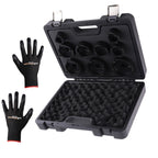 9PCS 1/2" 3/4" DRIVE GROOVED LOCK NUTS SOCKET SET WITH EXTERNAL TEETH KM4-KM12