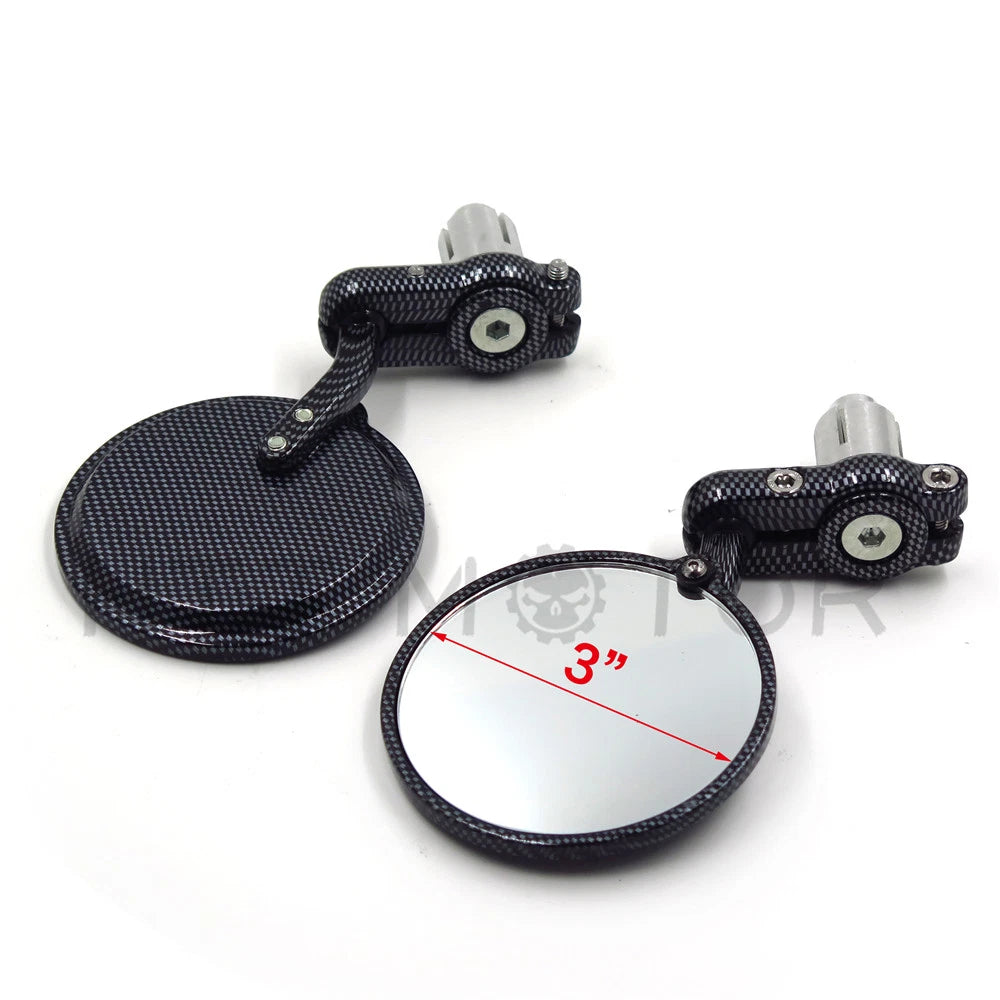 1" Bar End Mirrors for Harley (Carbon Fiber Style)