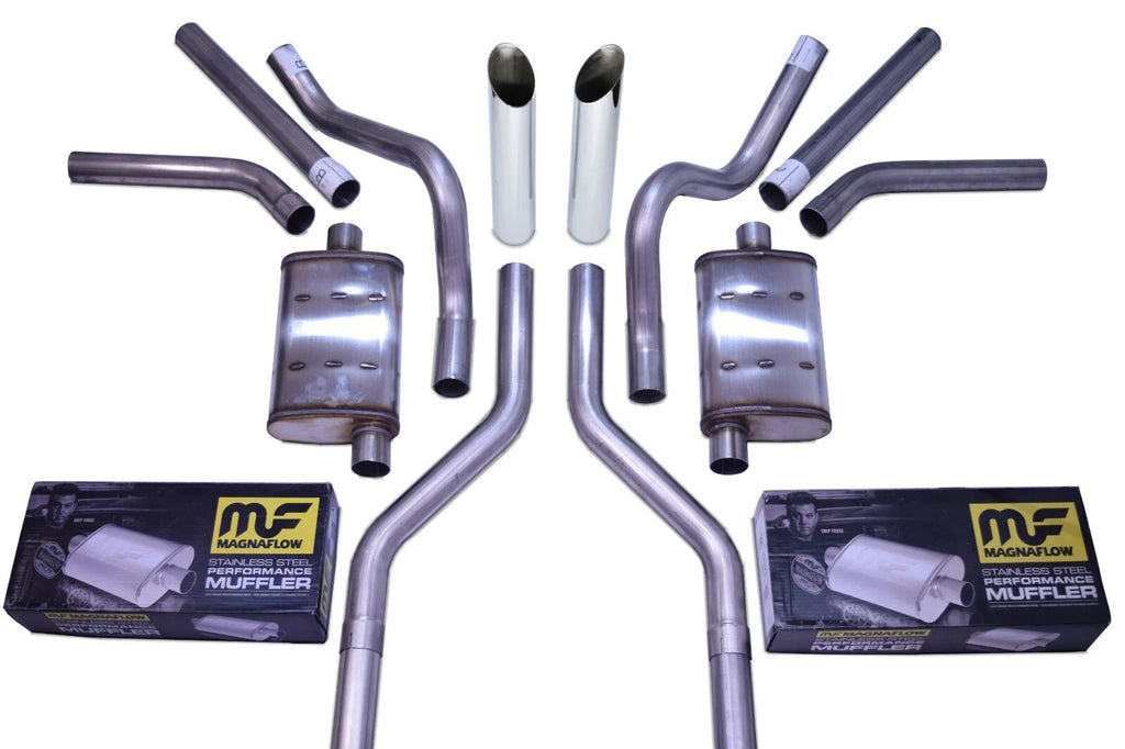 Dual Exhaust Kit for Suburban Yukon (1969–1972) with Slash Tips