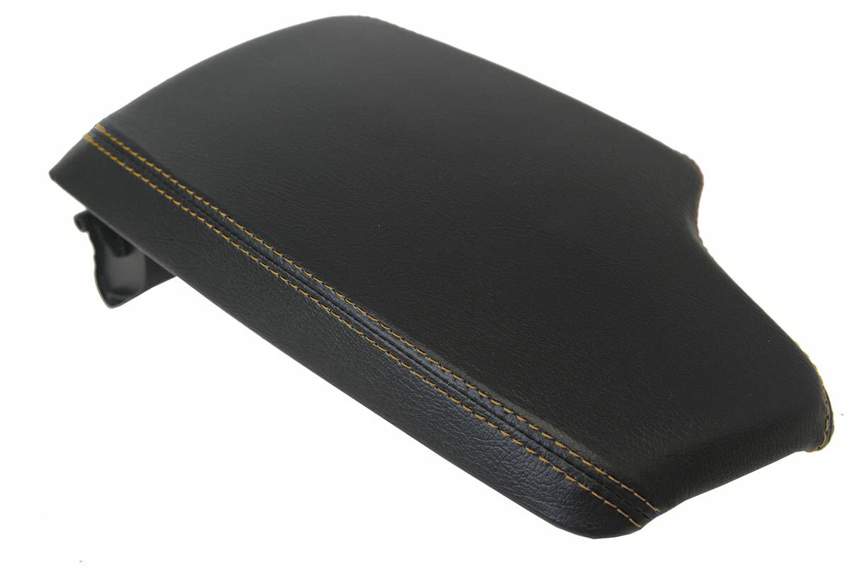 Leather Console Lid Armrest Cover for BMW F30 (2014–2018) Black Beige Stitch
