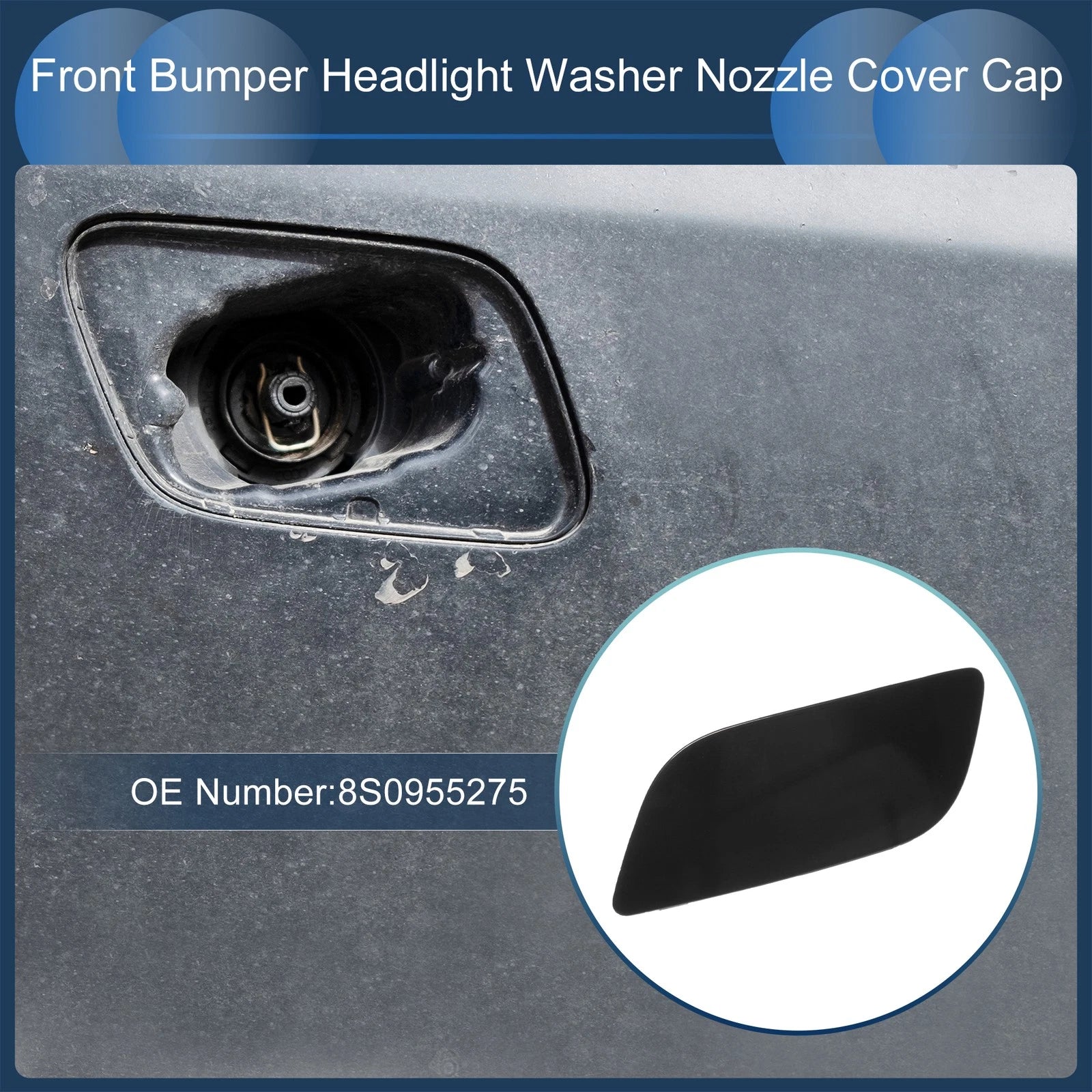 Front Left Washer Nozzle Cover Cap for Audi TT (2016–2023) 1 Pcs Black