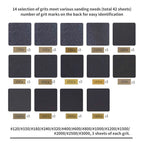 42 Pcs Wet Dry Sandpaper Set 230x93mm Grit 120-3000 for Wood