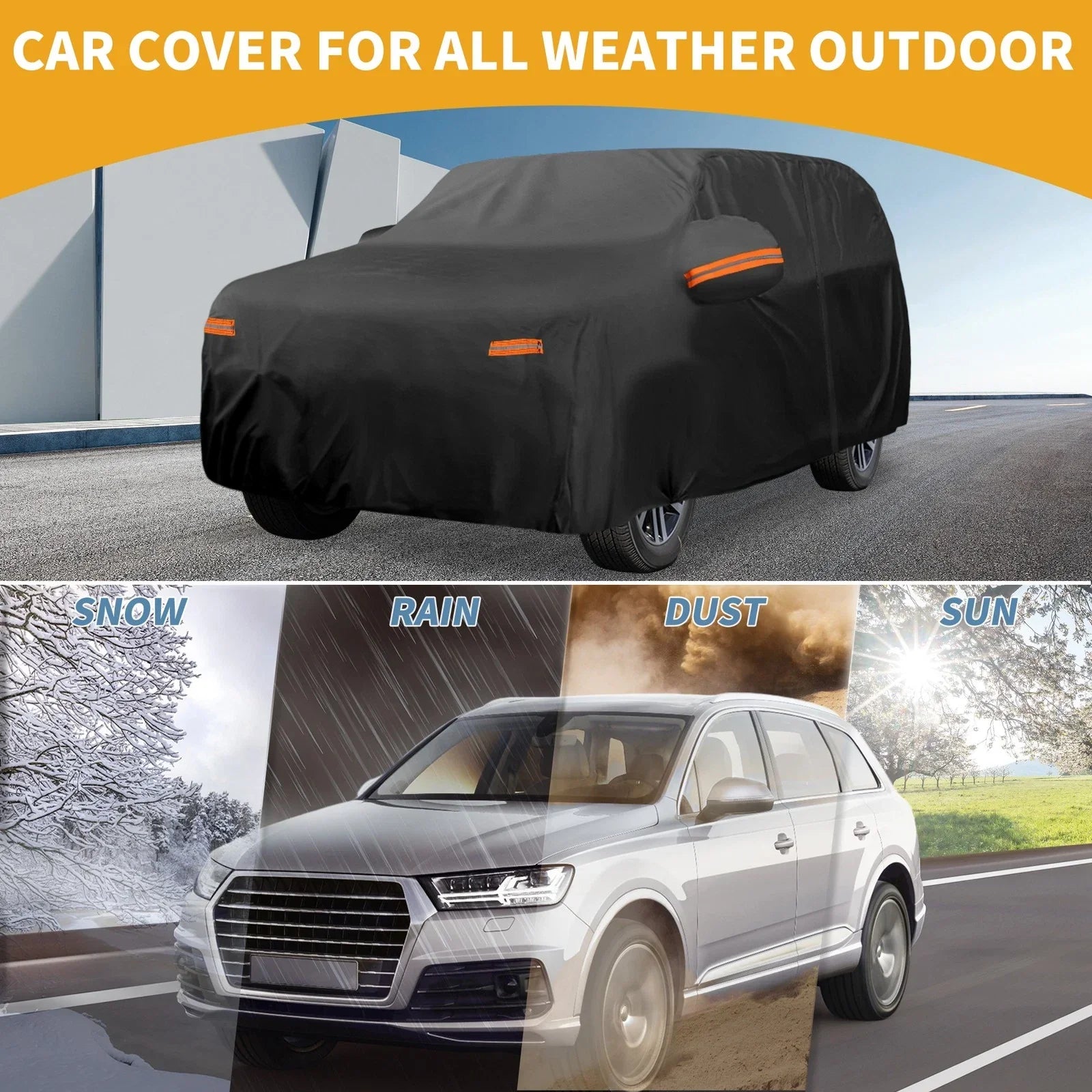 Waterproof All Weather Car Cover for Lexus LX (2016-2023) - Black 190T-PU