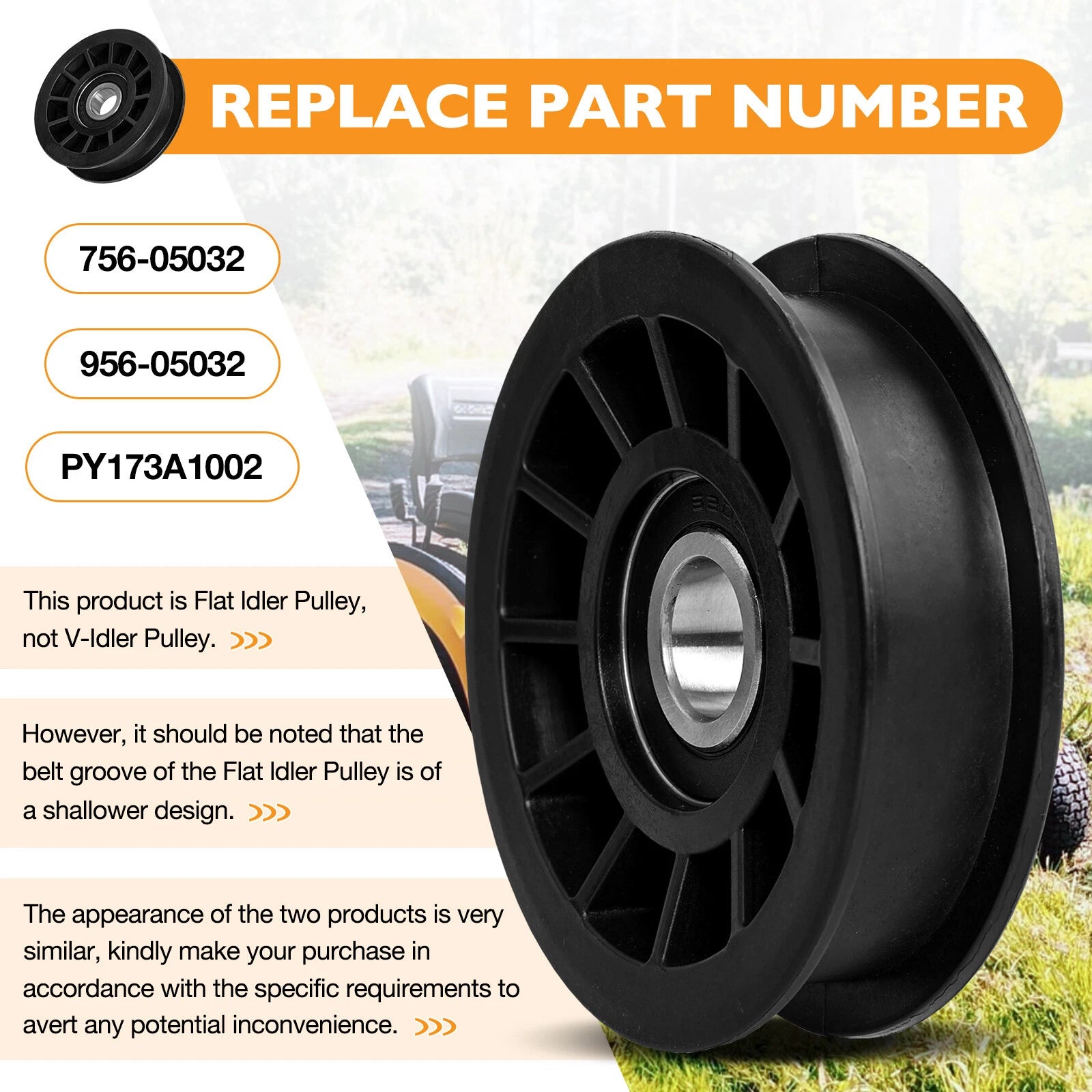 3" Flat Drive Idler Pulley for Cub Cadet Mower (Various Years)