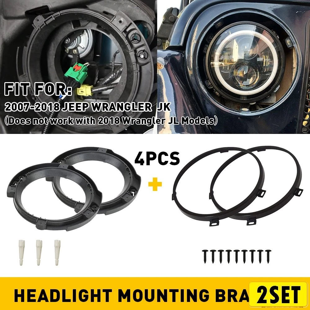 Set of 2 Headlight Bracket Rings for Jeep Wrangler JK (2007–2018)