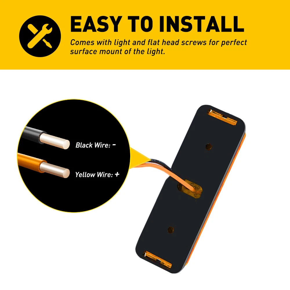 Set of 4 Amber LED Side Marker Clearance Lights for Trucks RVs (Universal)