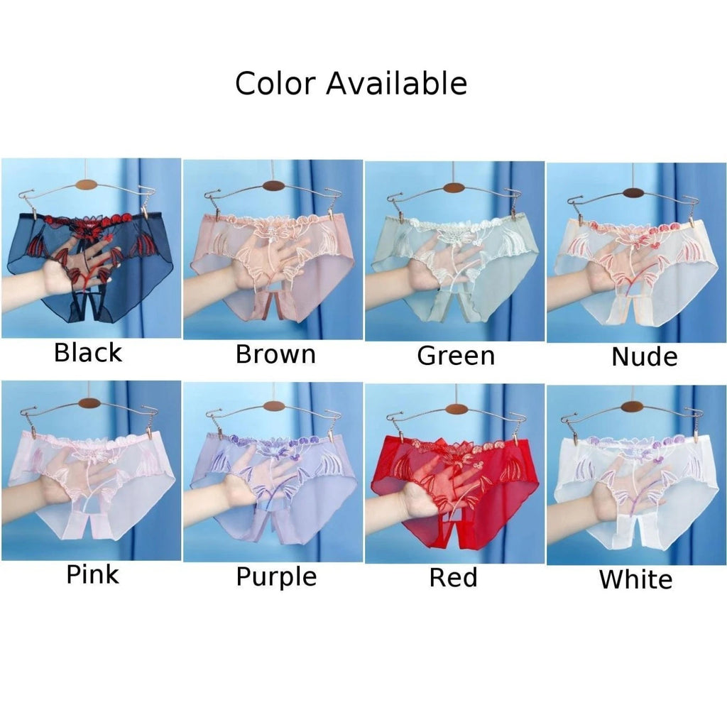 Set of 4 Floral Mesh Seamless Briefs Panties for Women